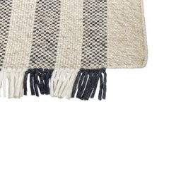 Beliani Handwoven Wool Rug Off-White And Black 80 X 150 Cm With Tassels - thumbnail 3