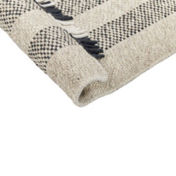 Beliani Handwoven Wool Rug Off-White And Black 80 X 150 Cm With Tassels - thumbnail 5