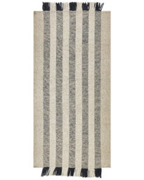 Beliani Handwoven Wool Rug Off-White And Black 80 X 150 Cm With Tassels - thumbnail 1