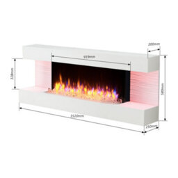 "Flamme Kingston 60"" Wall Mounted Electric Fireplace White With 3 Flame Colours And 13 Mood Lighting Options 1.5Kw Heater" - thumbnail 2