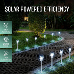 Globrite Solar Garden Lights - 10 Pack Stainless Steel - Waterproof Led Stake Lights For Pathways Driveways & Patio Décor - thumbnail 4