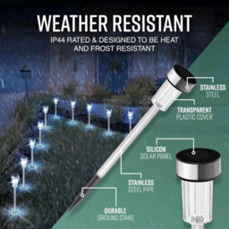 Globrite Solar Garden Lights - 10 Pack Stainless Steel - Waterproof Led Stake Lights For Pathways Driveways & Patio Décor - thumbnail 7