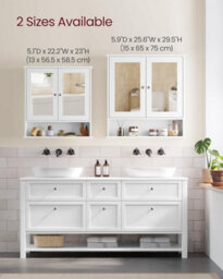 LEDREM Vasagle Bathroom Cabinet With Mirror, Wall Cabinet With 2 Mirrored Doors And Open Compartment, Adjustable Shelf, Wall-Mounted - thumbnail 6