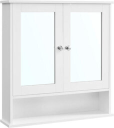 LEDREM Vasagle Bathroom Cabinet With Mirror, Wall Cabinet With 2 Mirrored Doors And Open Compartment, Adjustable Shelf, Wall-Mounted - thumbnail 2