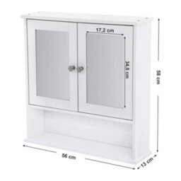 LEDREM Vasagle Bathroom Cabinet With Mirror, Wall Cabinet With 2 Mirrored Doors And Open Compartment, Adjustable Shelf, Wall-Mounted - thumbnail 7