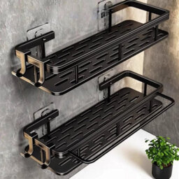 2X No-Drill Bathroom Shelf Shower Corner Rack Wall Mounted Storage Organizer New - thumbnail 4