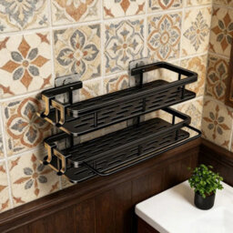 2X No-Drill Bathroom Shelf Shower Corner Rack Wall Mounted Storage Organizer New - thumbnail 6
