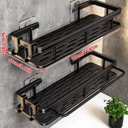 2X No-Drill Bathroom Shelf Shower Corner Rack Wall Mounted Storage Organizer New - thumbnail 2