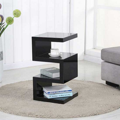 Furniture in Fashion Trio High Gloss 2 Tier Side Table In Black
