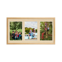 AK Frames 40X20Cm Oak Sleek Multi Photo Frame With Ivory Mount - Holds 3 Apertures (3X) 6X4 Photos