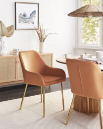 Beliani Set Of 2 Dining Chairs Loverna Velvet Orange - thumbnail 2