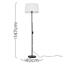 Valuelights Charles Black Floor Lamp With White Linen Shade And Bulb - thumbnail 8