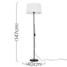 Valuelights Charles Black Floor Lamp With White Linen Shade And Bulb - thumbnail 7