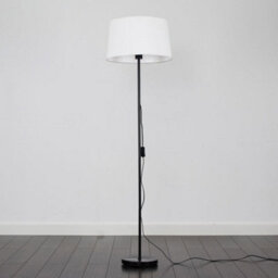 Valuelights Charles Black Floor Lamp With White Linen Shade And Bulb - thumbnail 6