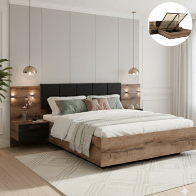 Heze Furniture Kassel Double Ottoman Storage Bed Frame With Bedside Tables 140B - image 1