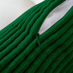 Ameha Stripe Velvet Emerald Green Cushion Cover 18X18 Inch Set Of 2, Soft Breathable Hypoallergenic Zip Closure - thumbnail 3