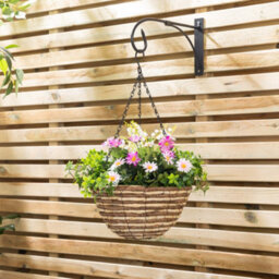 Christow Artificial Daisy Wicker Hanging Basket Uv Resistant Foliage Pink Purple 25Cm - thumbnail 2