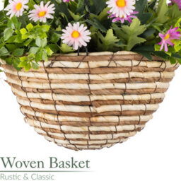 Christow Artificial Daisy Wicker Hanging Basket Uv Resistant Foliage Pink Purple 25Cm - thumbnail 4