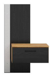 Impact Furniture Bedside Table With Led Lights Right Side Cabinet With Drawer Nightstand Oak And Black Floating Maio - thumbnail 2