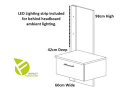 Impact Furniture Bedside Table With Led Lights Right Side Cabinet With Drawer Nightstand Oak And Black Floating Maio - thumbnail 5