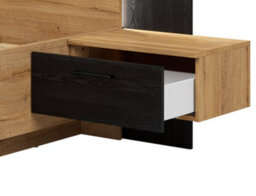 Impact Furniture Bedside Table With Led Lights Right Side Cabinet With Drawer Nightstand Oak And Black Floating Maio - thumbnail 6