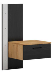 Impact Furniture Bedside Table With Led Lights Right Side Cabinet With Drawer Nightstand Oak And Black Floating Maio - thumbnail 3