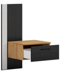 Impact Furniture Bedside Table With Led Lights Right Side Cabinet With Drawer Nightstand Oak And Black Floating Maio - thumbnail 4