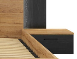 Impact Furniture Bedside Table With Led Lights Right Side Cabinet With Drawer Nightstand Oak And Black Floating Maio - thumbnail 7