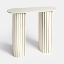 Ohs Madison Console Table Ribbed Engineered Wood Entryway Display Desk, Cream - thumbnail 3
