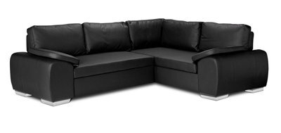 New Corner Sofa Bed With Storage Enzo Right Black Faux Leather - image 1