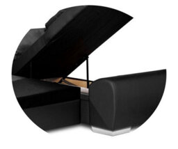 New Corner Sofa Bed With Storage Enzo Right Black Faux Leather - thumbnail 4