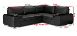 New Corner Sofa Bed With Storage Enzo Right Black Faux Leather - thumbnail 2
