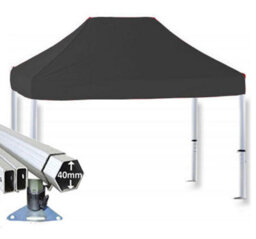 Crocodile Trading 3M X 2M Extreme 40 Commercial Instant Shelter Pop Up Gazebos Frame & Canopy - Black - thumbnail 1