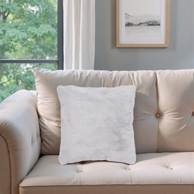 Grey Rabbit Faux Fur Effect Indoor Cushion, (L)43Cm X (W)43Cm - image 1