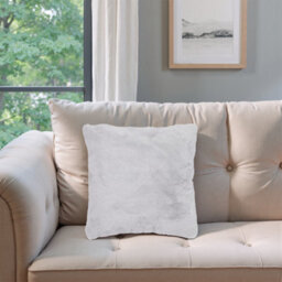 Grey Rabbit Faux Fur Effect Indoor Cushion, (L)43Cm X (W)43Cm - thumbnail 1