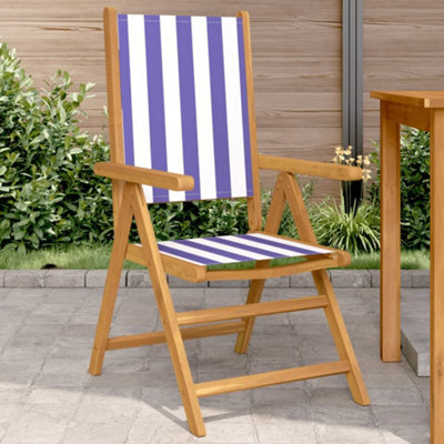 Berkfield Garden Chairs 2 Pcs Blue And White Solid Wood Acacia And Fabric - image 1