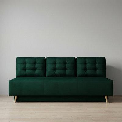 Bella Sofa Bed For Living Room With Polyurethane Foam Bonell Springs Wooden Frame Storage And Cushions Green - image 1