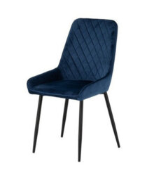 Seconique Athens Round Dining Set With Avery Chairs - Concrete Effect/black/sapphire Blue Velvet - thumbnail 6