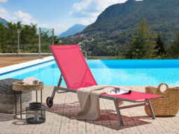 Beliani Sun Lounger Levanzo Reclining Metal Red - thumbnail 2