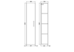 Balterley Bramshall Modern Bathroom 1 Door Wall Hung Tall Unit With Soft-Close Door & Handle, Gloss White, 300 mm - thumbnail 5