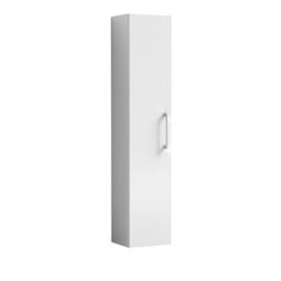 Balterley Bramshall Modern Bathroom 1 Door Wall Hung Tall Unit With Soft-Close Door & Handle, Gloss White, 300 mm - thumbnail 1