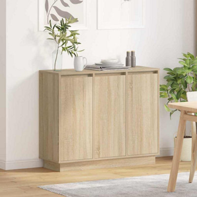 Berkfield Led Sideboard In Sonoma Oak - 90X32X75 Cm - Engineered Wood - image 1