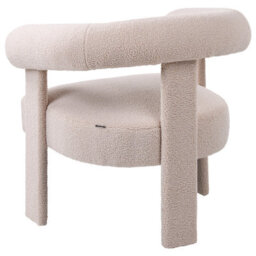Wyld and Coco Aura Home Retro Boucle Armchair Light Beige - Curved Arms, Rubberwood Legs, Compact - thumbnail 6