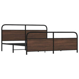 Berkfield Metal Bed Frame Without Mattress Brown Oak 200X200 Cm - thumbnail 3