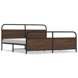 Berkfield Metal Bed Frame Without Mattress Brown Oak 200X200 Cm - thumbnail 2