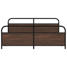 Berkfield Metal Bed Frame Without Mattress Brown Oak 200X200 Cm - thumbnail 5