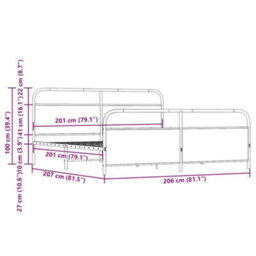 Berkfield Metal Bed Frame Without Mattress Brown Oak 200X200 Cm - thumbnail 9