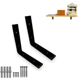 MKGT 2 Shelf Brackets Pcs Heavy Duty Industrial Steel For Wall Mounted Diy Floating(Black, 150X150mm)