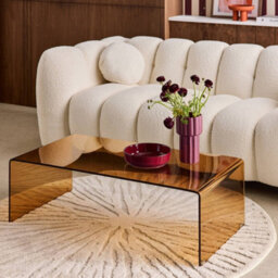 Sweeek - Rectangular Coffee Table Tempered Glass Amber 110X55X35 Cm - Glintz - thumbnail 4
