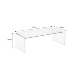 Sweeek - Rectangular Coffee Table Tempered Glass Amber 110X55X35 Cm - Glintz - thumbnail 5